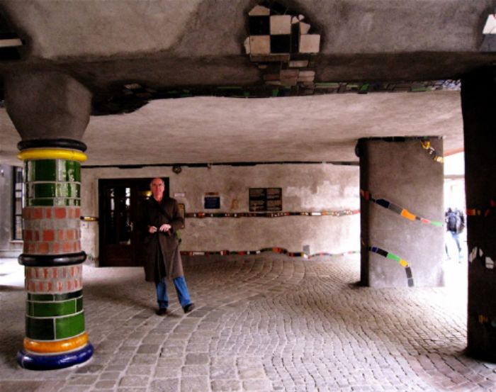 John explores Hundertwasser Haus 1