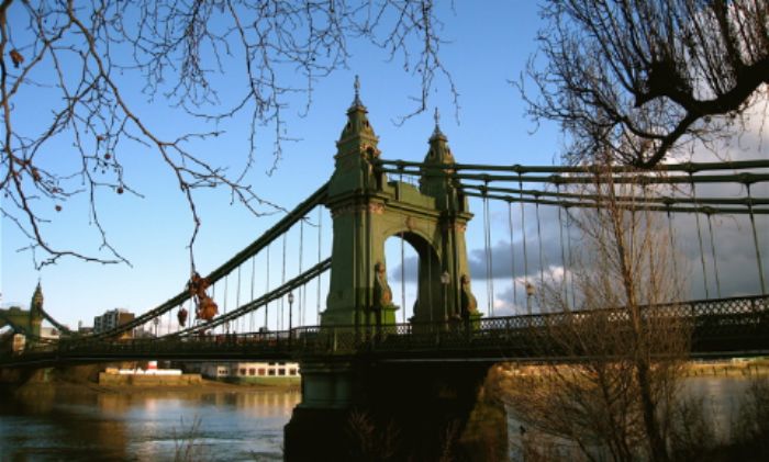 Hammersmith bridge in late afternoon sun