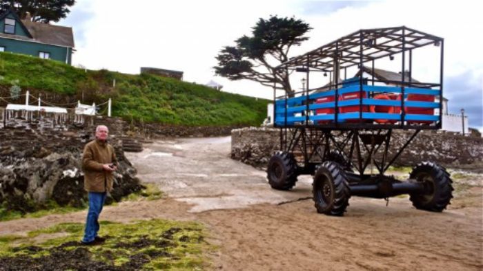John meets the sea tractor at low tide ...