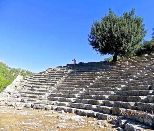 Pinara - Amphitheatre with tree and Kati