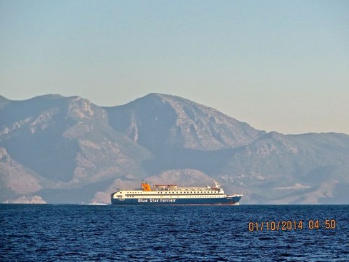 ... and a Greek ferry in the distance