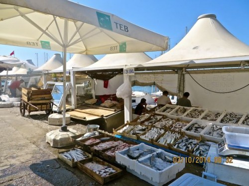 Bodrum - fish stalls on waterfront