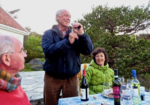 Jørgen, John and Marie - Jorgen demonstrates his unique bottle opener!