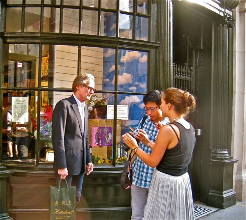 The actor, Bill Nighy, outside Hatchards bookshop on Piccadilly ...