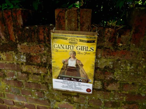 An appealing poster at Fordingbridge - John said his grandmother was a Canary Girl!